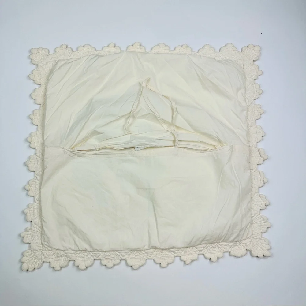 Linen Source Ivory Quilted Cotton Euro Sham Pillow Case